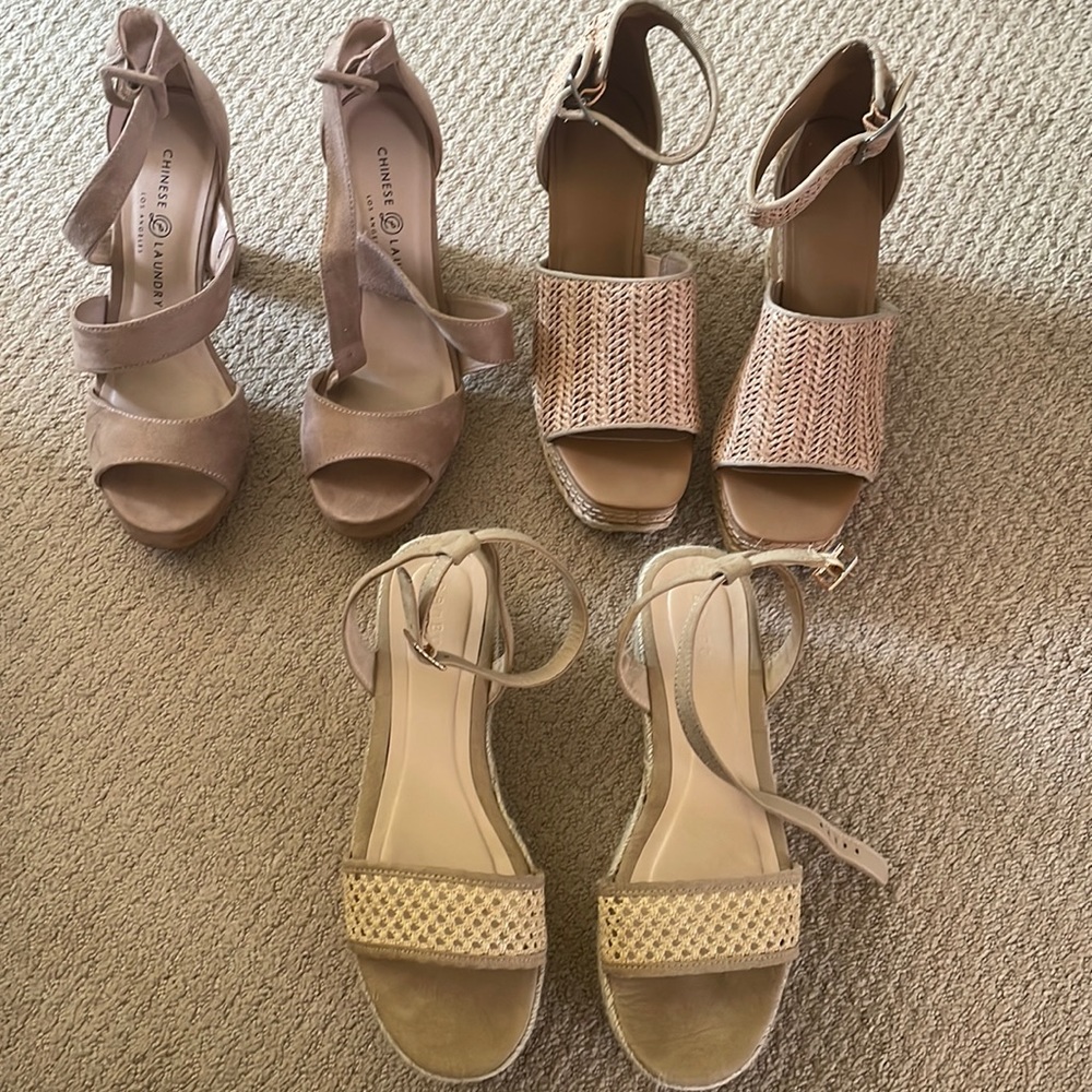 3 pairs nude heels 7 1/2 - NWOT, like new and very good condition see pics